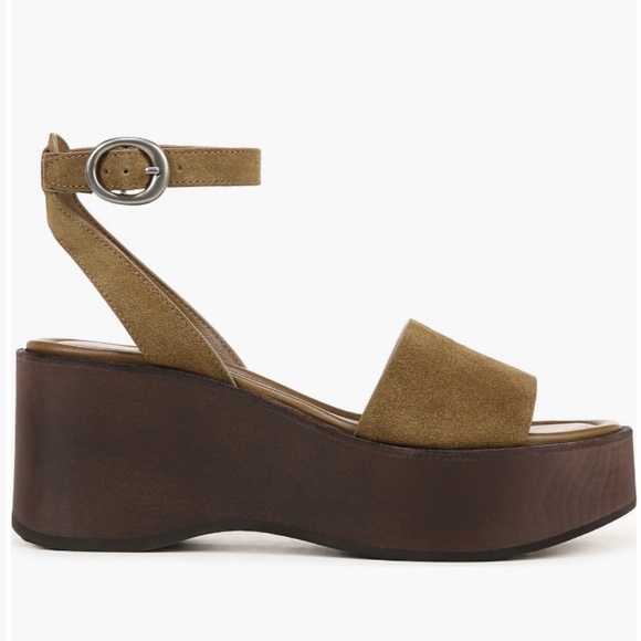 VINCE Phillipa Platform Suede Sandals Olive Wood SZ 9.5 - Picture 1 of 16